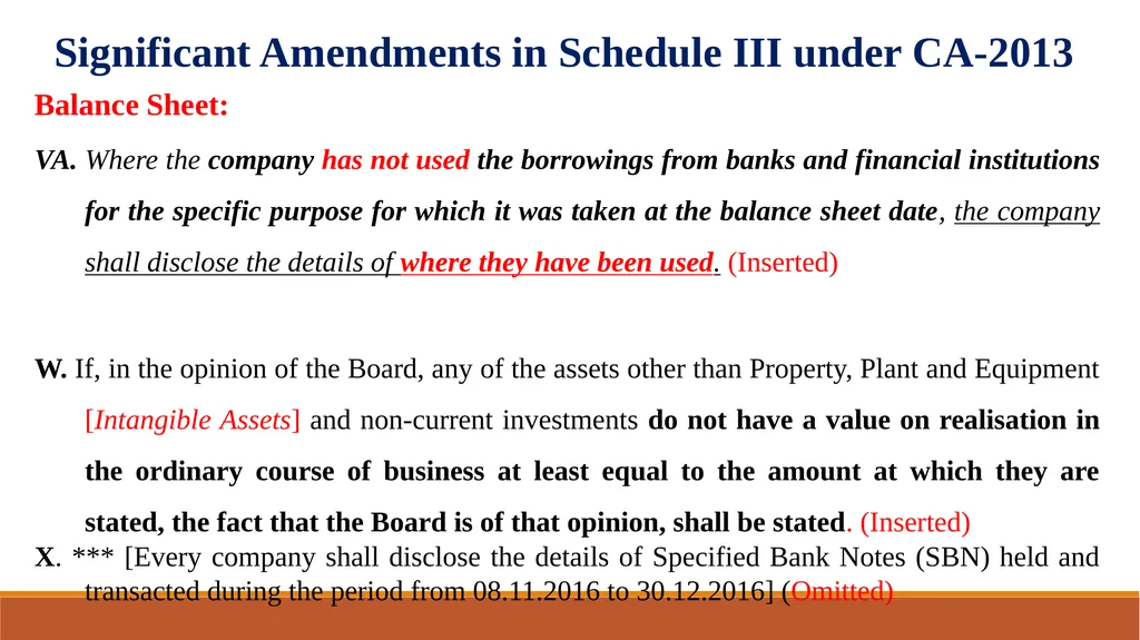 Amendments in Schedule III of the Companies Act, - slide 9 of 29