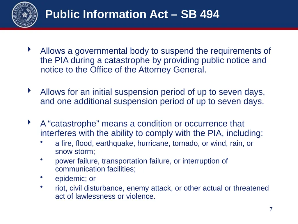 86th Legislature Update: Legislation Affecting - slide 7 of 50