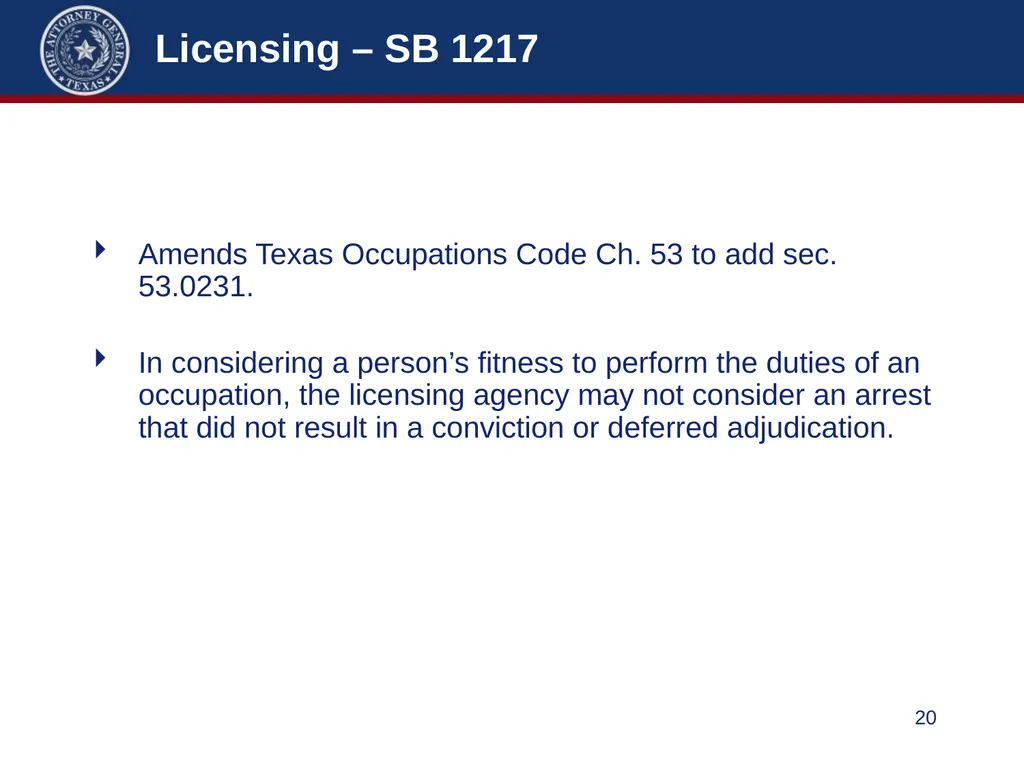 86th Legislature Update: Legislation Affecting - slide 20 of 50