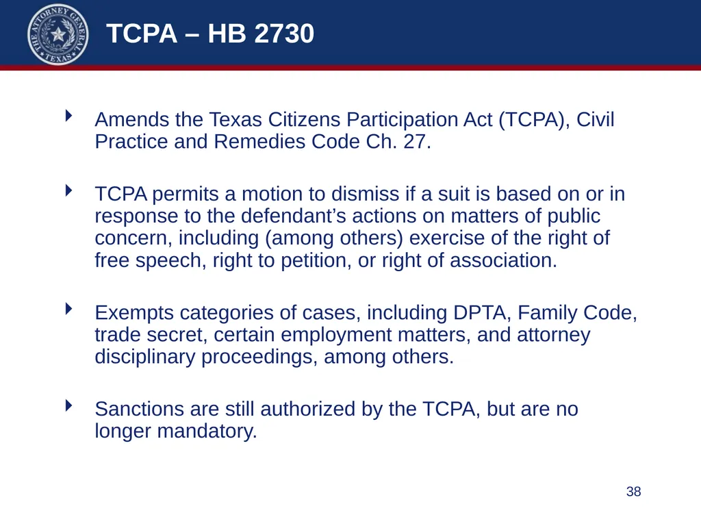 86th Legislature Update: Legislation Affecting - slide 38 of 50