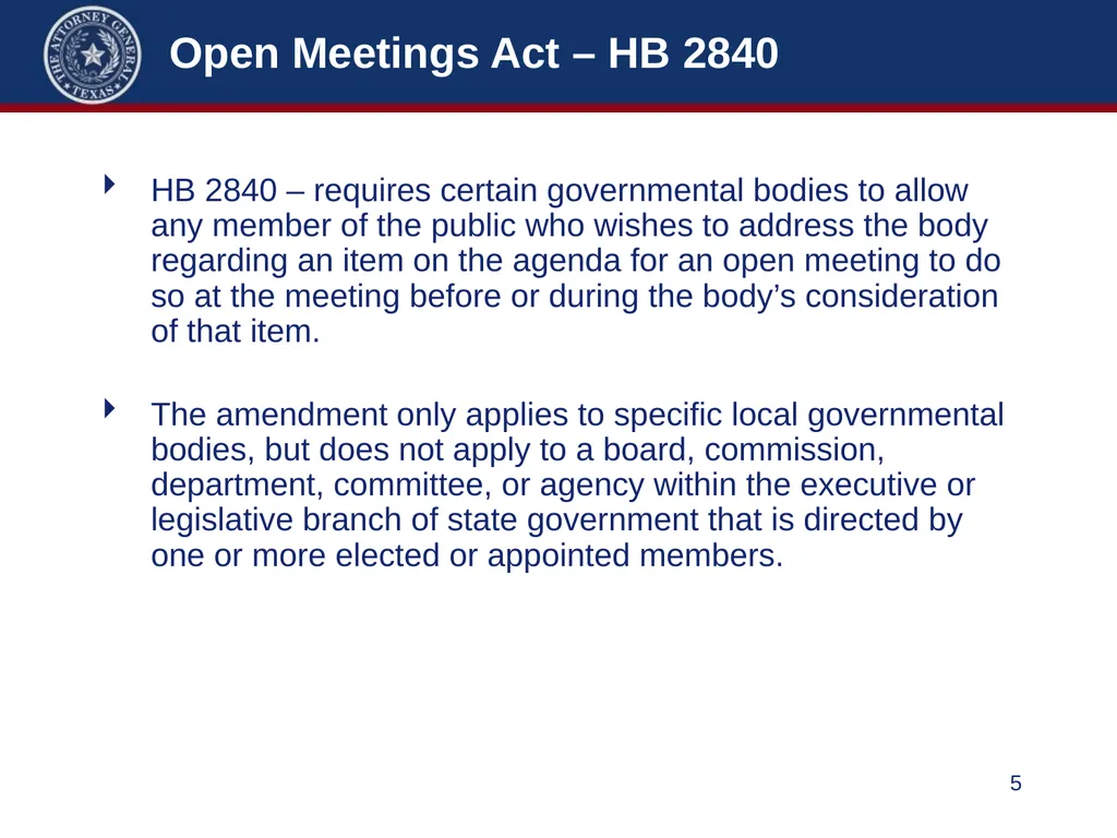 86th Legislature Update: Legislation Affecting - slide 5 of 50