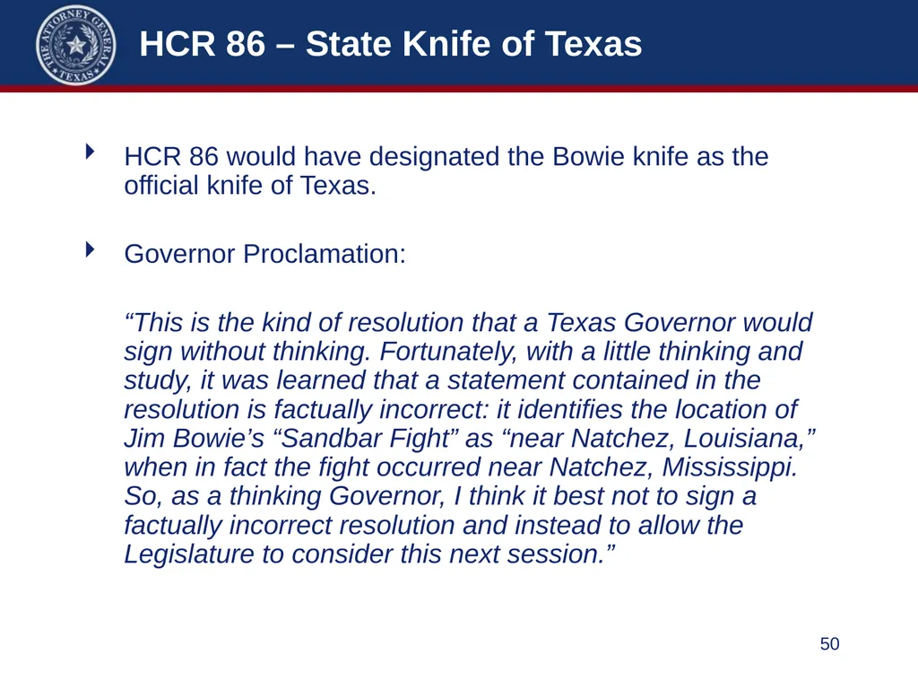 86th Legislature Update: Legislation Affecting - slide 50 of 50