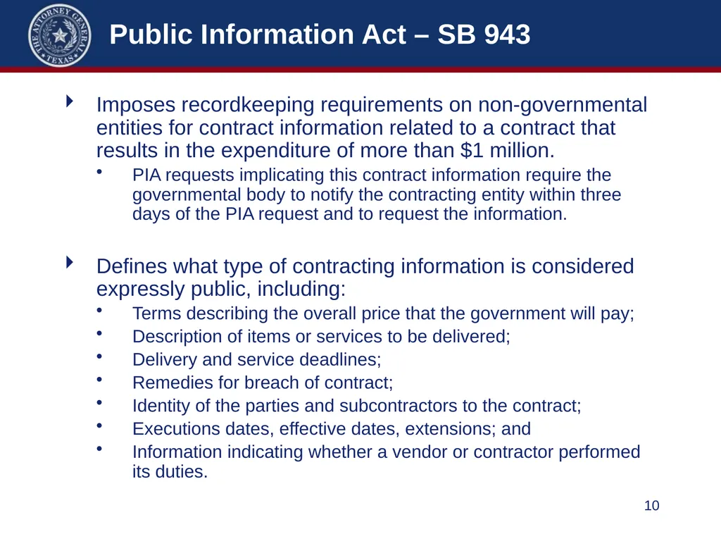 86th Legislature Update: Legislation Affecting - slide 10 of 50