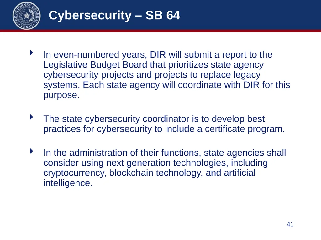 86th Legislature Update: Legislation Affecting - slide 41 of 50