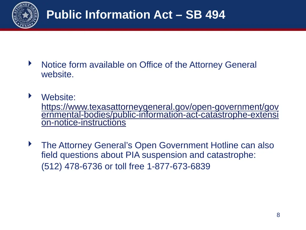 86th Legislature Update: Legislation Affecting - slide 8 of 50
