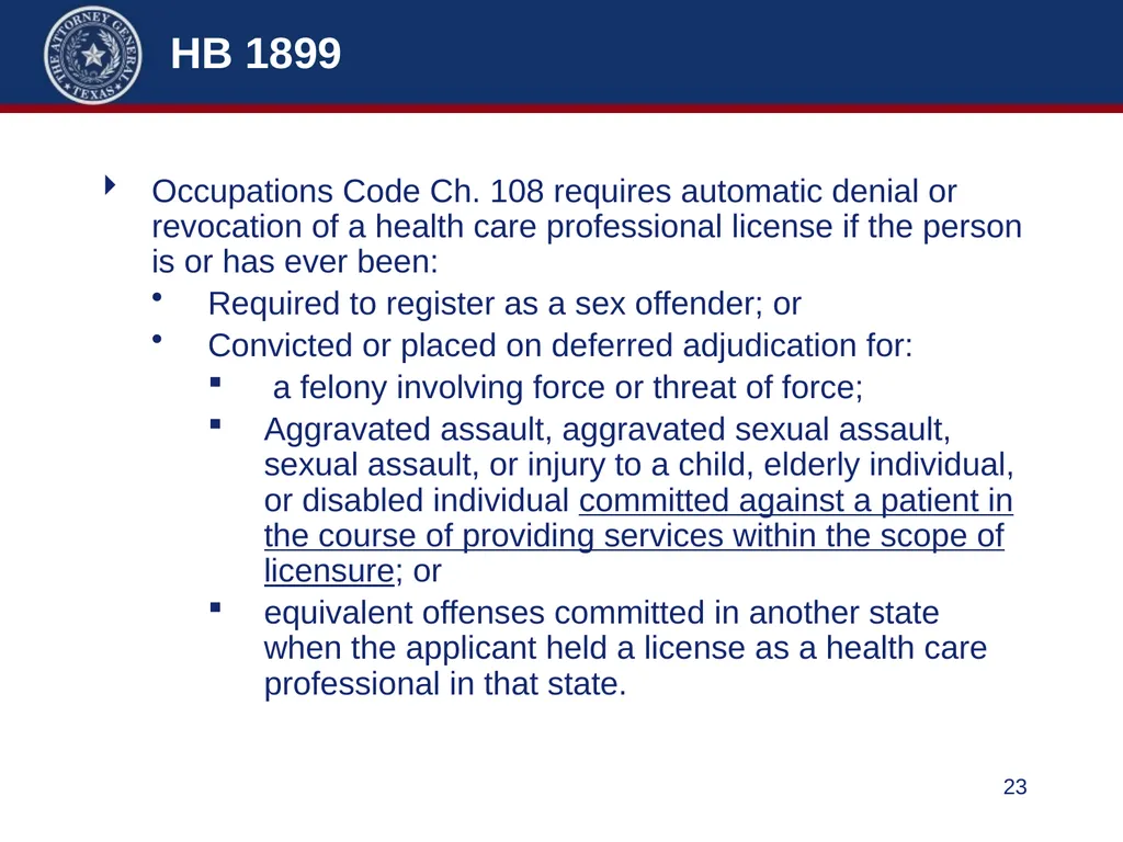 86th Legislature Update: Legislation Affecting - slide 23 of 50