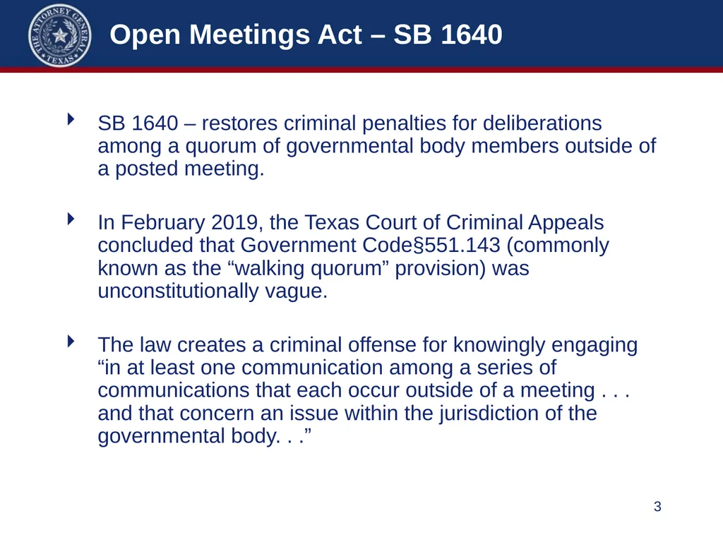 86th Legislature Update: Legislation Affecting - slide 3 of 50