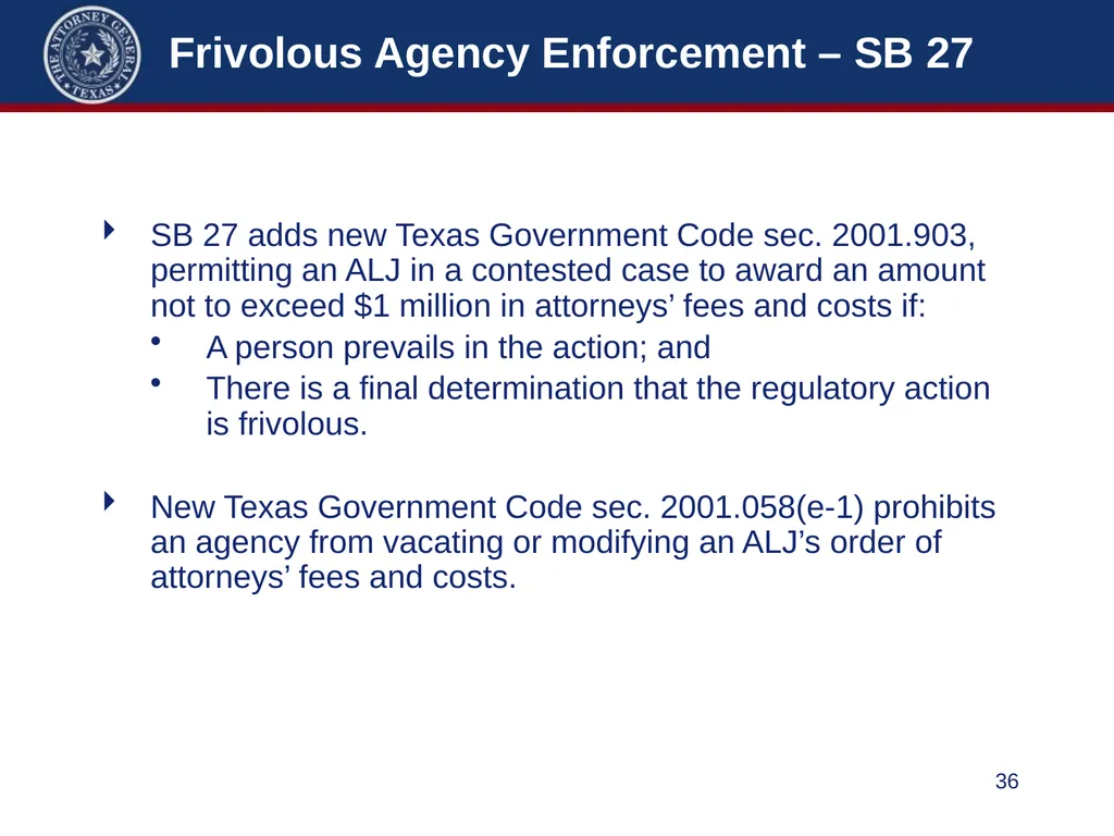86th Legislature Update: Legislation Affecting - slide 36 of 50