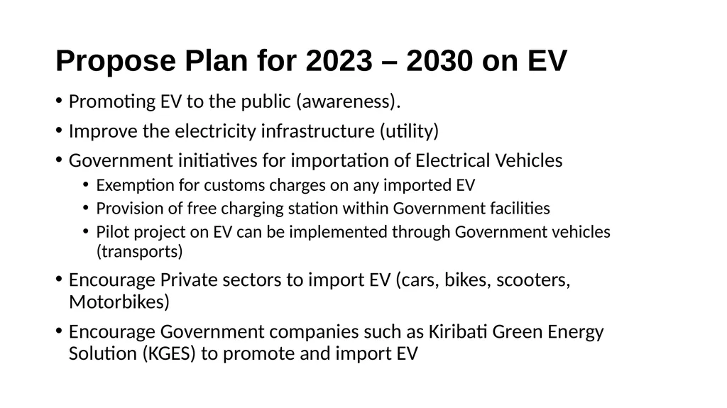 Pacific Islands Electric Mobility Working Group - slide 8 of 9