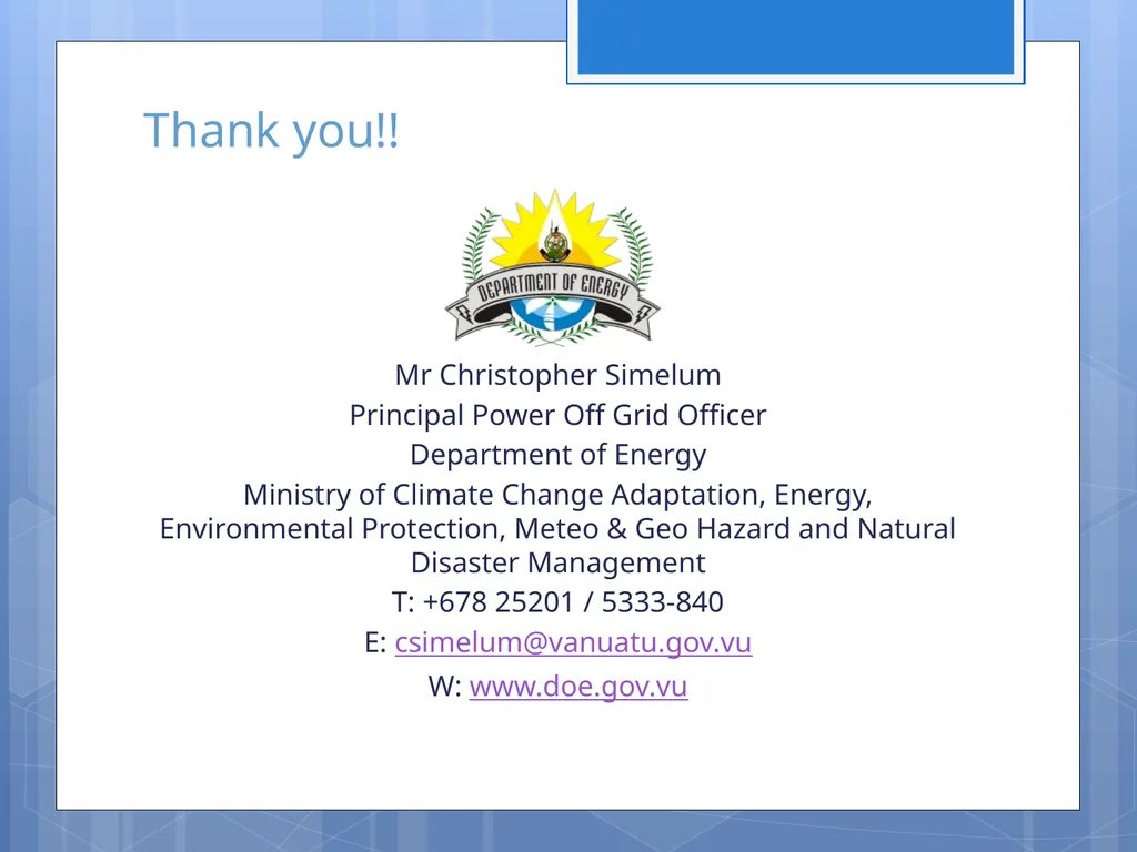 VANUATU Renewables Readiness Assessment Report - slide 11 of 11