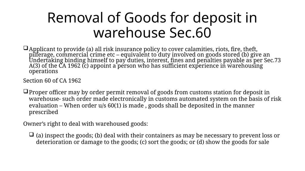 Manufacturing under Bonded Warehouse Dr M.S - slide 4 of 17