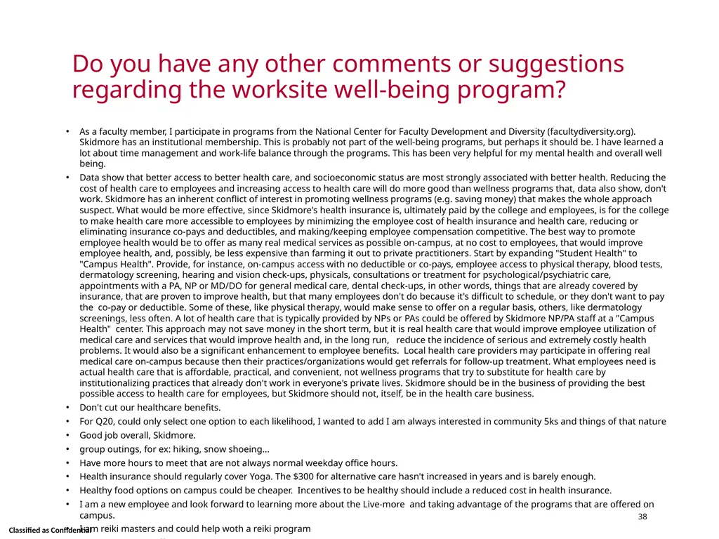 Wellness Satisfaction Survey Results Skidmore - slide 38 of 40