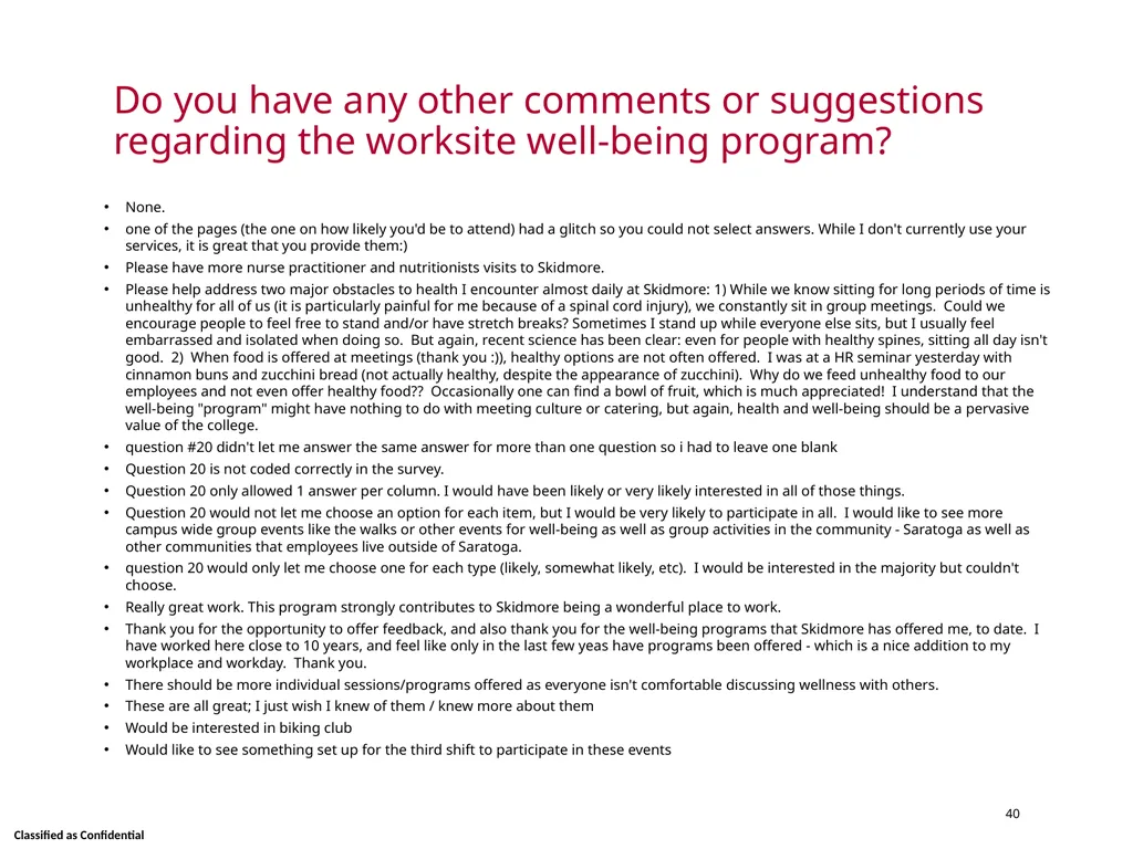 Wellness Satisfaction Survey Results Skidmore - slide 40 of 40