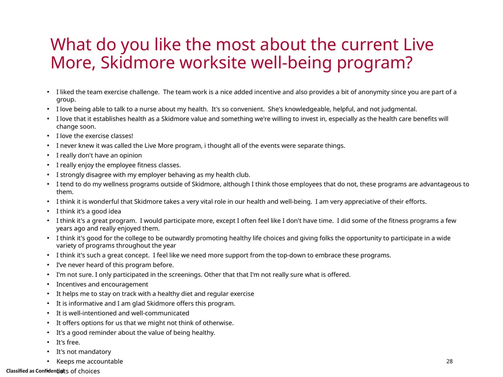 Wellness Satisfaction Survey Results Skidmore - slide 28 of 40