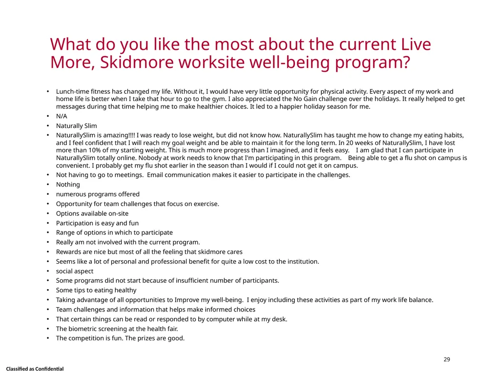 Wellness Satisfaction Survey Results Skidmore - slide 29 of 40