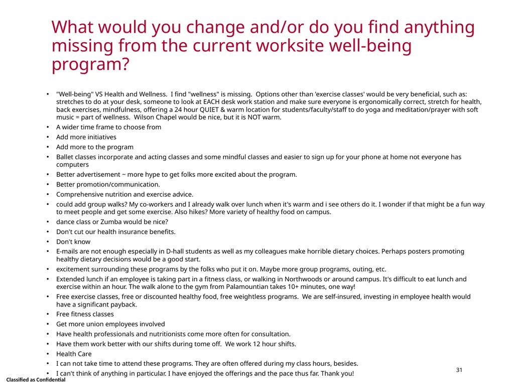 Wellness Satisfaction Survey Results Skidmore - slide 31 of 40