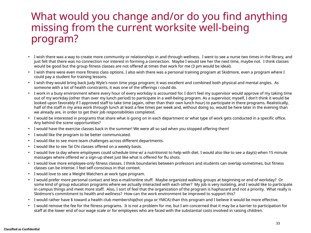 Wellness Satisfaction Survey Results Skidmore - slide 33 of 40