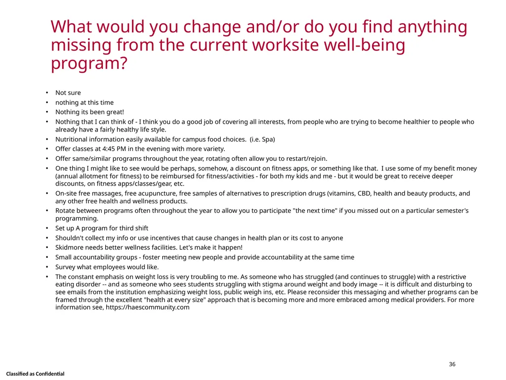 Wellness Satisfaction Survey Results Skidmore - slide 36 of 40