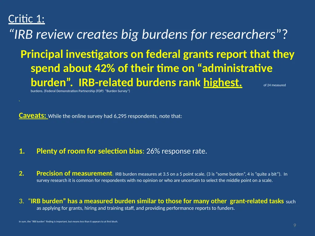 IRB gripes? Show the data. Jeffery W. Rodamar - slide 9 of 64