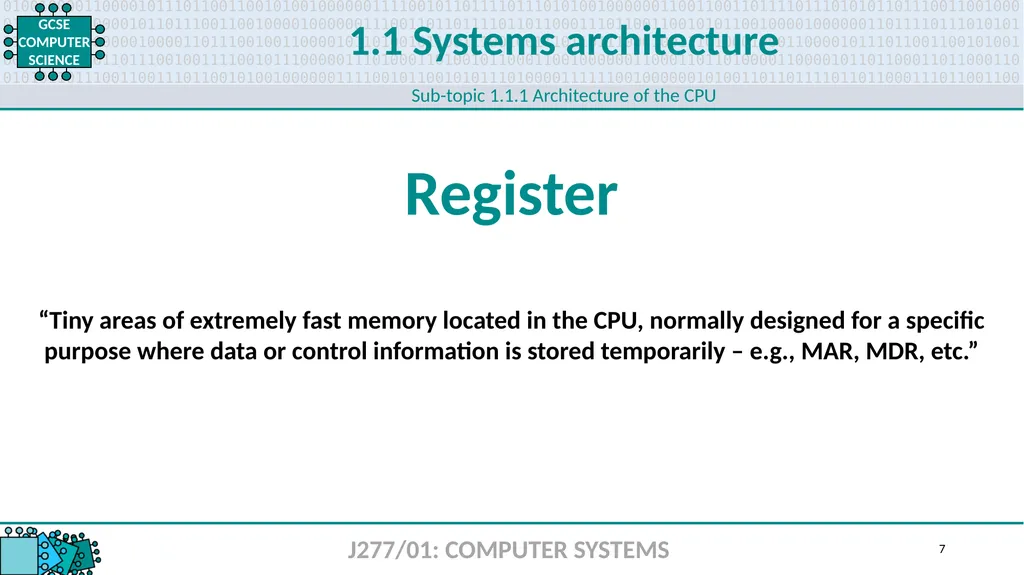 1.1 1 1.1 Systems architecture J277/01: COMPUTER - slide 7 of 242