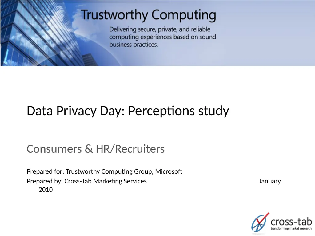 Data Privacy Day: Perceptions study Consumers & - slide 1 of 88