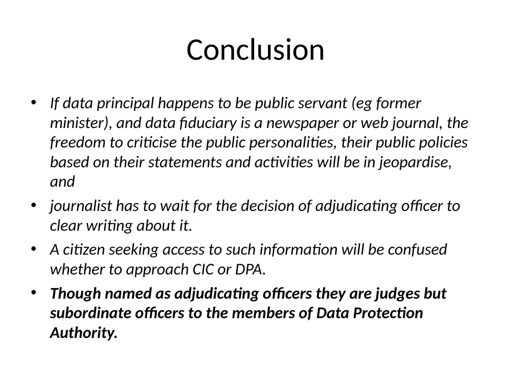 Data Protection based Amendments to RTI - slide 31 of 40