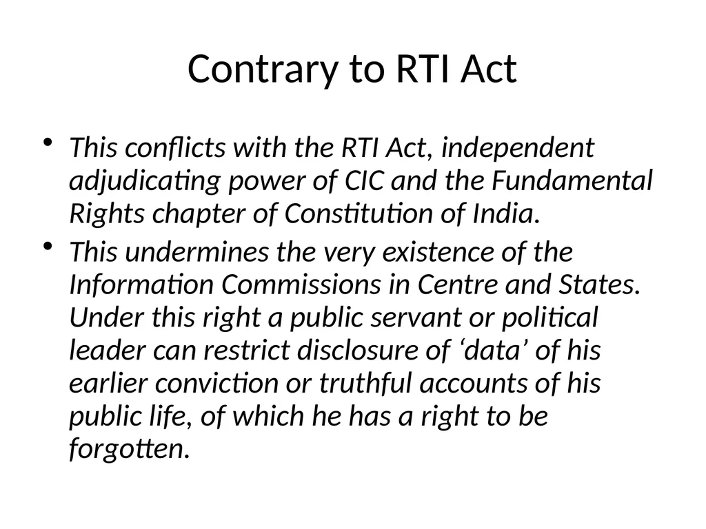 Data Protection based Amendments to RTI - slide 33 of 40