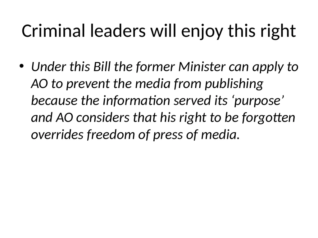 Data Protection based Amendments to RTI - slide 32 of 40