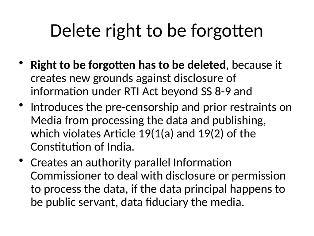 Data Protection based Amendments to RTI - slide 36 of 40