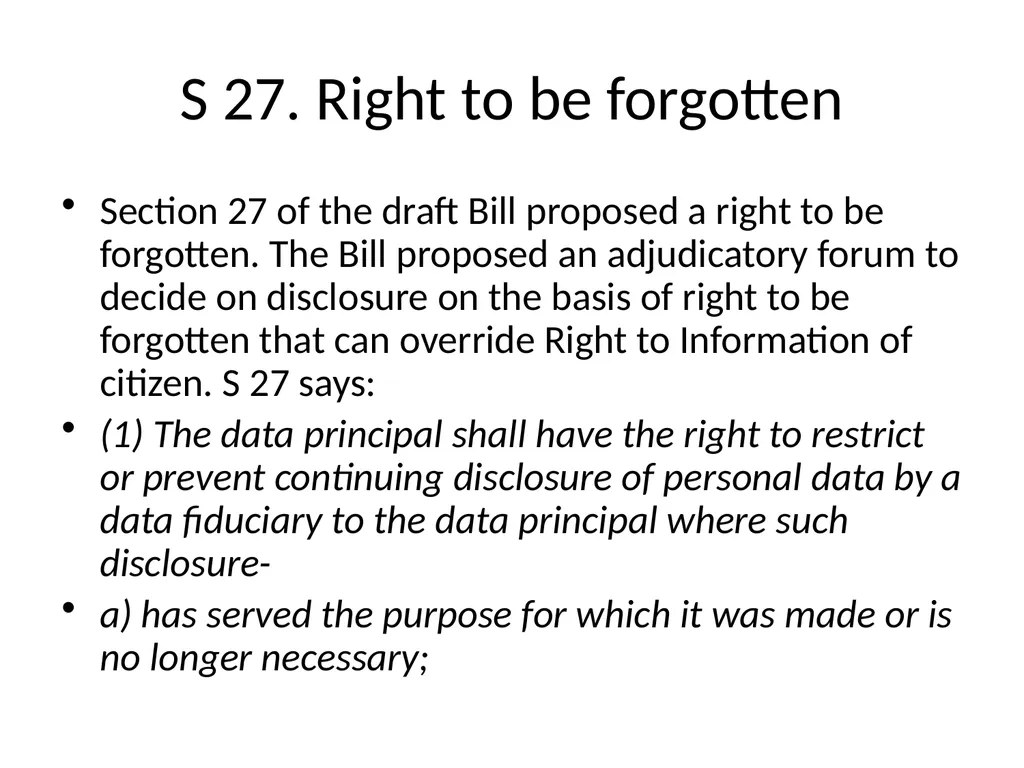 Data Protection based Amendments to RTI - slide 26 of 40
