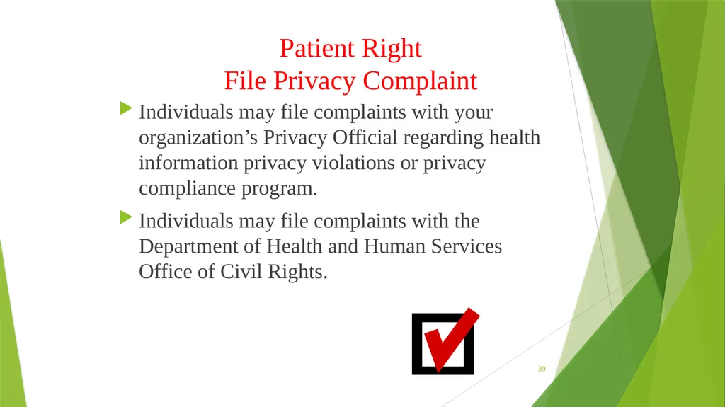 Welcome to the Privacy and Security Training - slide 39 of 139