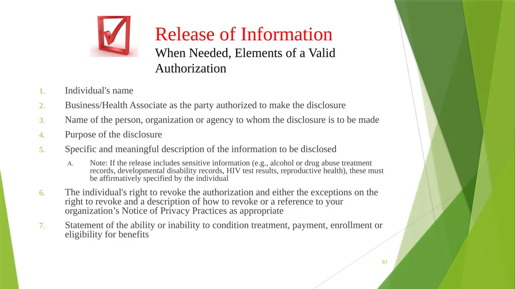 Welcome to the Privacy and Security Training - slide 61 of 139