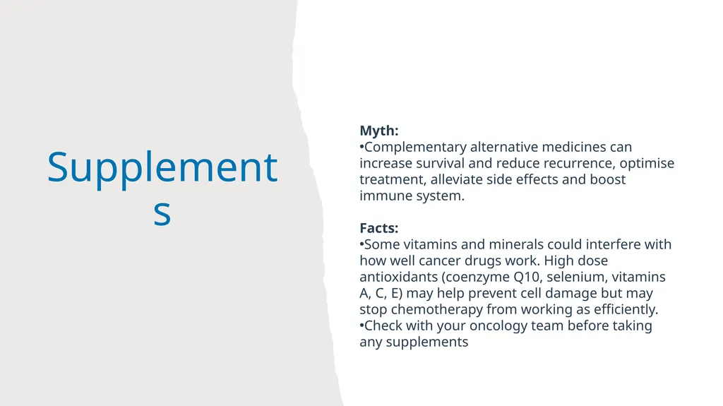 Advising and supporting patients with Cancer and - slide 9 of 11