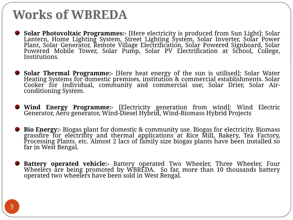 West Bengal Renewable Energy Development Agency - slide 9 of 22