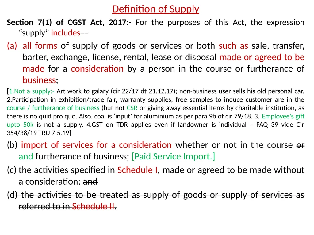 WELCOME to the Session on Overview of GST, Supply, - slide 29 of 124