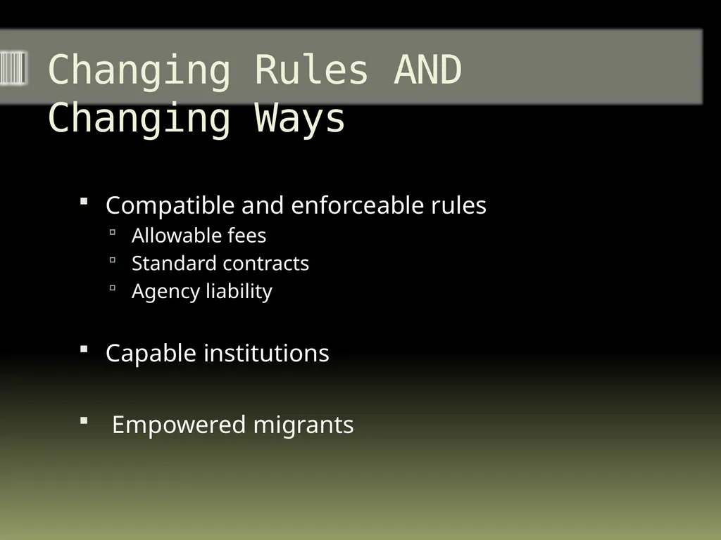 Migrations’ Middlemen Regulating Recruitment - slide 17 of 18