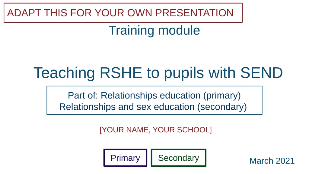 Part of: Relationships education (primary) - slide 1 of 82