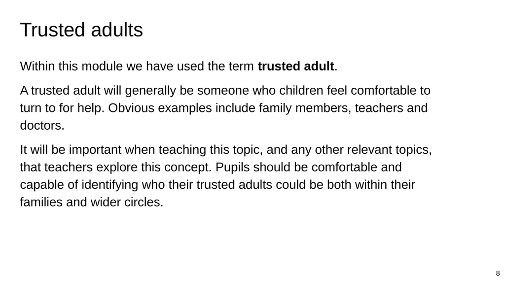 Part of: Relationships education (primary) - slide 8 of 82