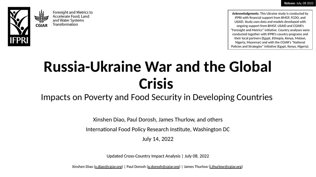 Russia-Ukraine War and the Global Crisis Impacts