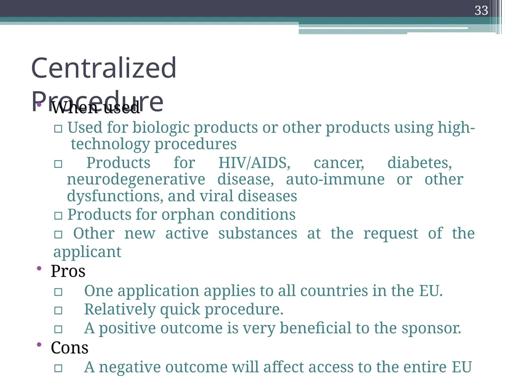 International Drug Regulatory Affairs 1 Regulatory - slide 29 of 67