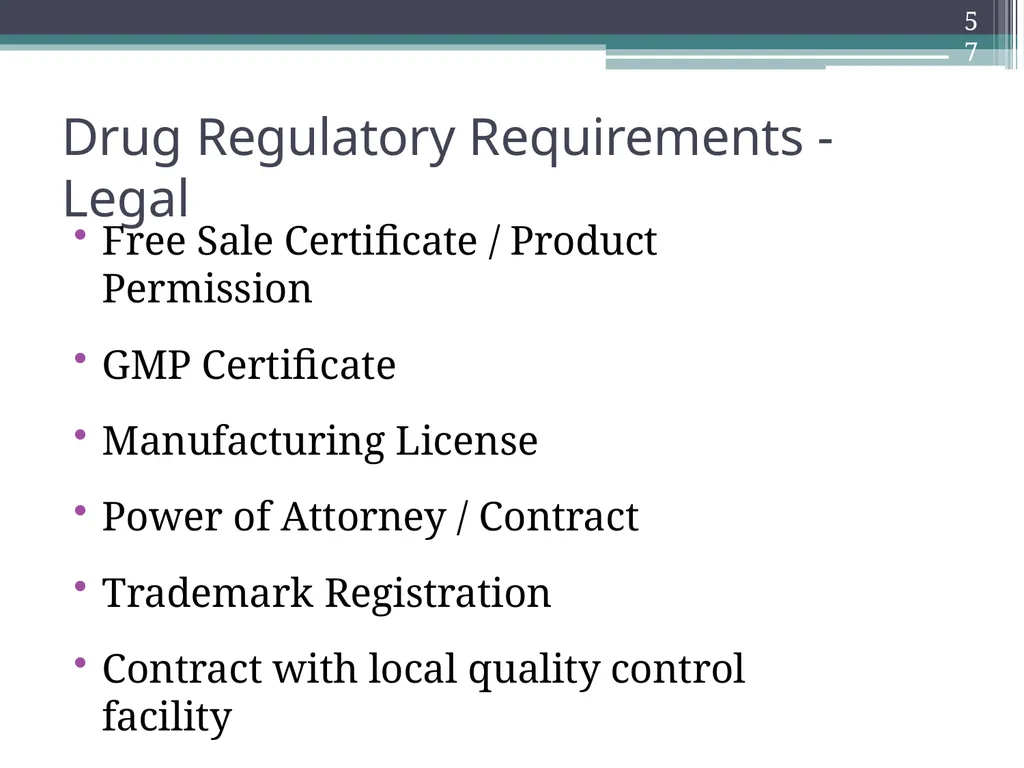 International Drug Regulatory Affairs 1 Regulatory - slide 53 of 67