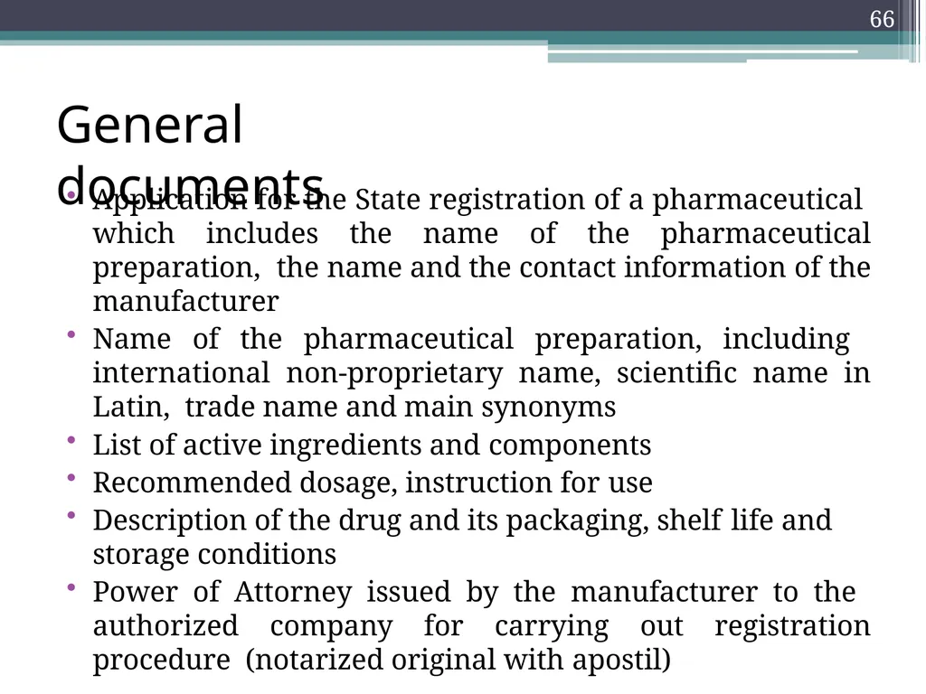 International Drug Regulatory Affairs 1 Regulatory - slide 62 of 67