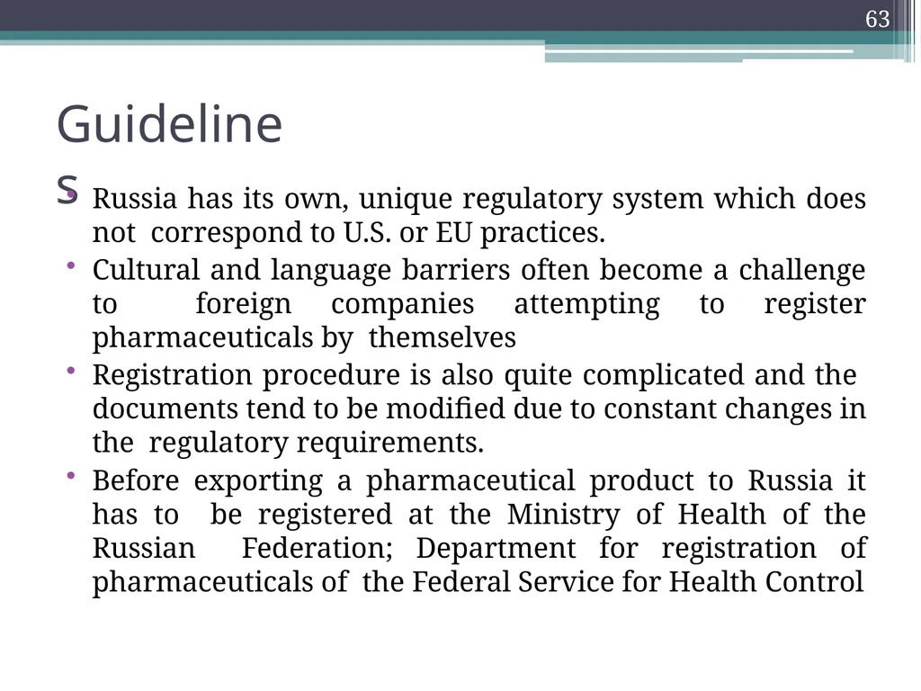 International Drug Regulatory Affairs 1 Regulatory - slide 59 of 67