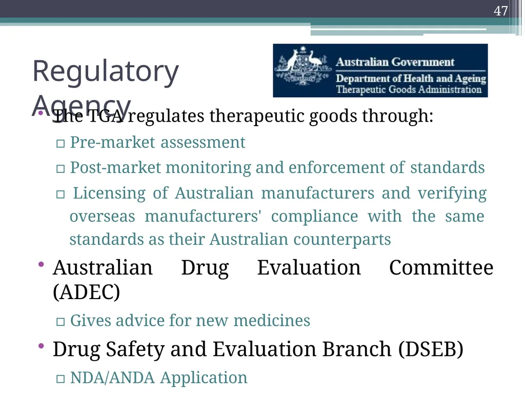 International Drug Regulatory Affairs 1 Regulatory - slide 43 of 67