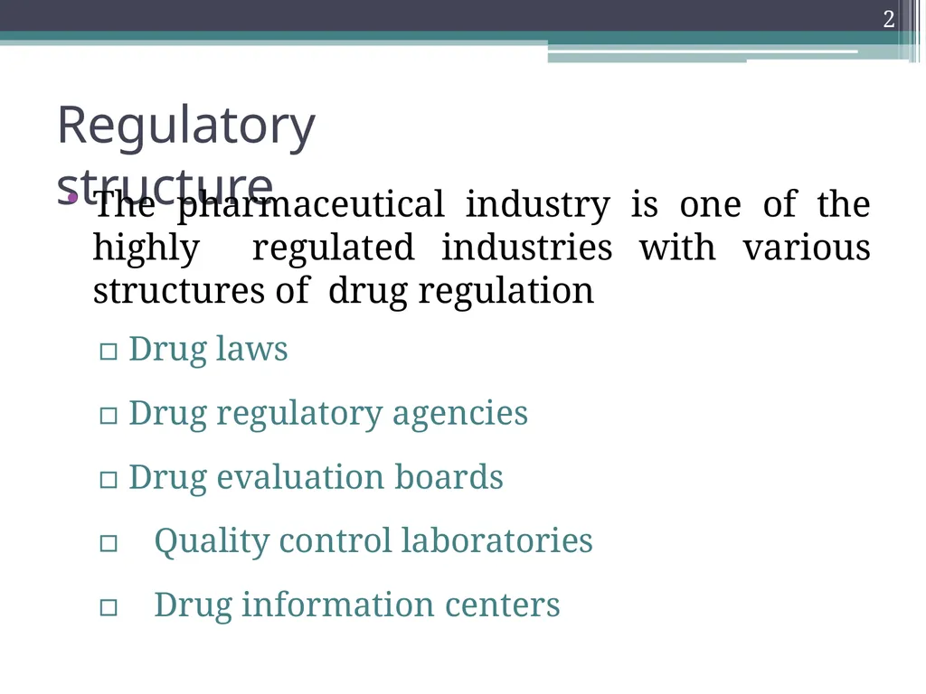 International Drug Regulatory Affairs 1 Regulatory - slide 2 of 67